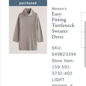A&F EASY FITTING TURTLENECK SWEATER DRESS - SMALL PETITE